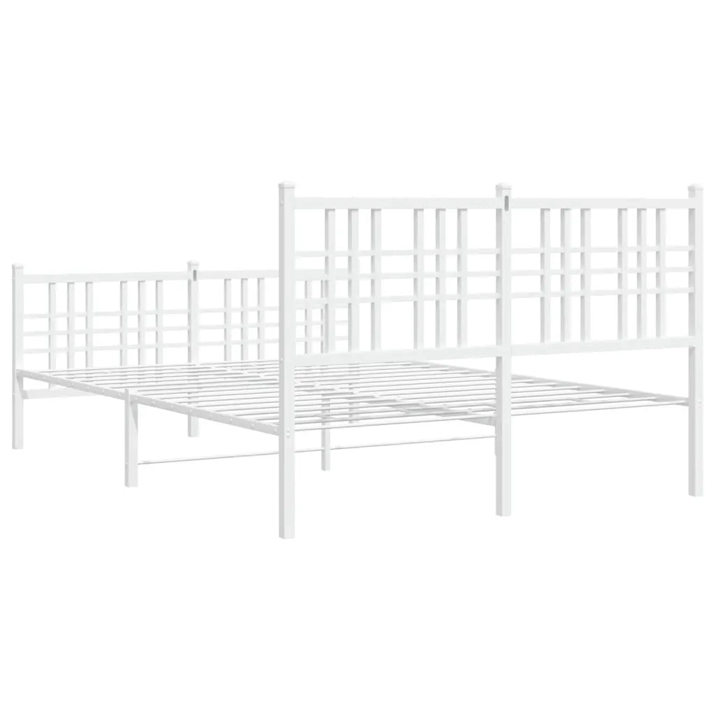 Letto matrimoniale | Letto per adulti | Giroletto con Testiera e Pediera Metallo Bianco 120x190 cm