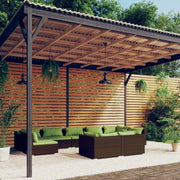 Set Divani da Giardino 9 pz con Cuscini in Polyrattan Marrone cod mxl 35832