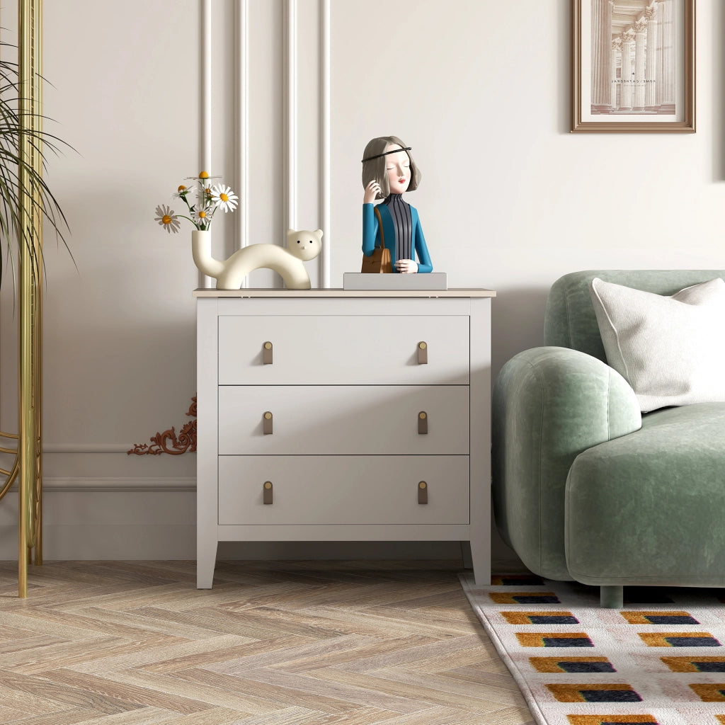 Cassettiera 3 Cassetti ¨C Xylo ¨C Bianco 80x40x78,5cm Maniglie Poliuretano Stile Moderno