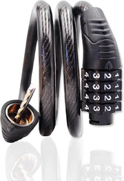Cavo di sicurezza a spirale lungo per biciclette con combinazione a 4 cifre regolabile - Accessorio antifurto per mountain bike, bicicletta da corsa, e-bike e scooter (32 pollici)