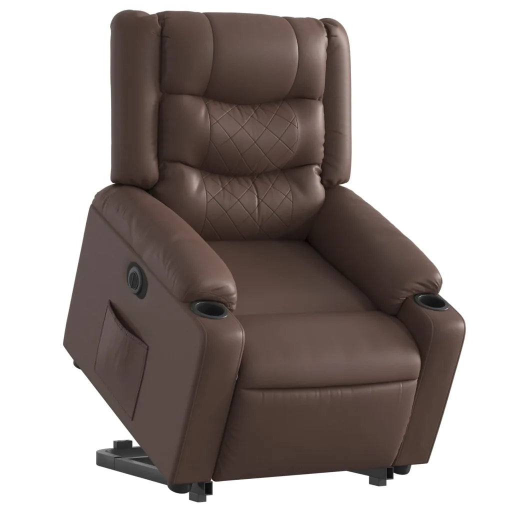 Poltrona Alzapersona Reclinabile Marrone in Similpelle 3206561