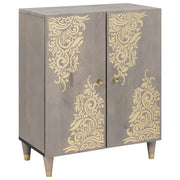 Credenza-Buffet-Armadio da cucina Grigio e Oro 60 x 33 x 75 cm Legno di mango massello 215451