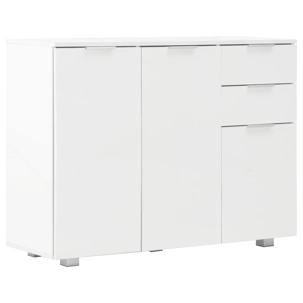 Buffet credenza cassettiera mobiletto mobile contenitore organizer per cucina soggiorno finitura lucida 107 x 35 x 80,5 cm bianco 02_0030571