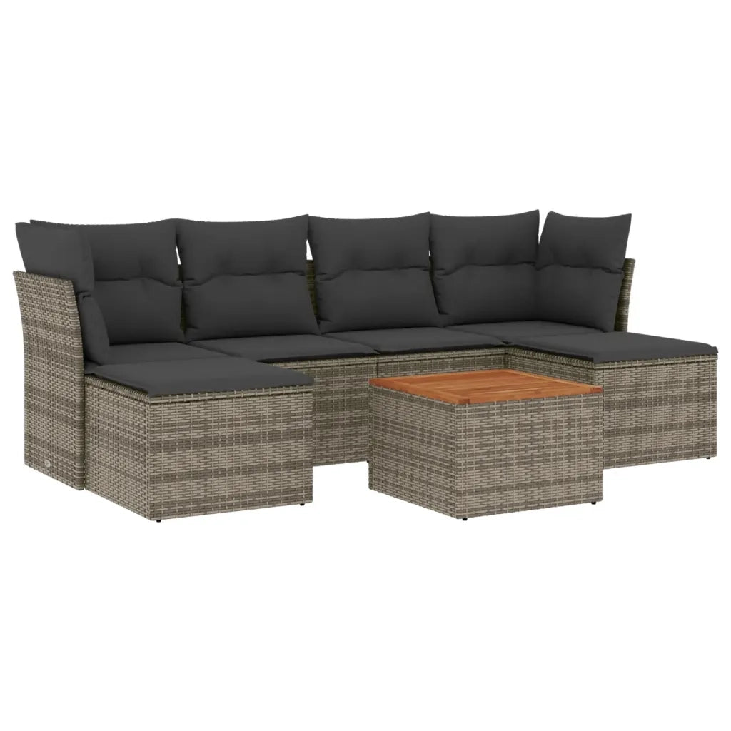 Set Divani da Giardino 7 pz con Cuscini Grigio in Polyrattan 3256102