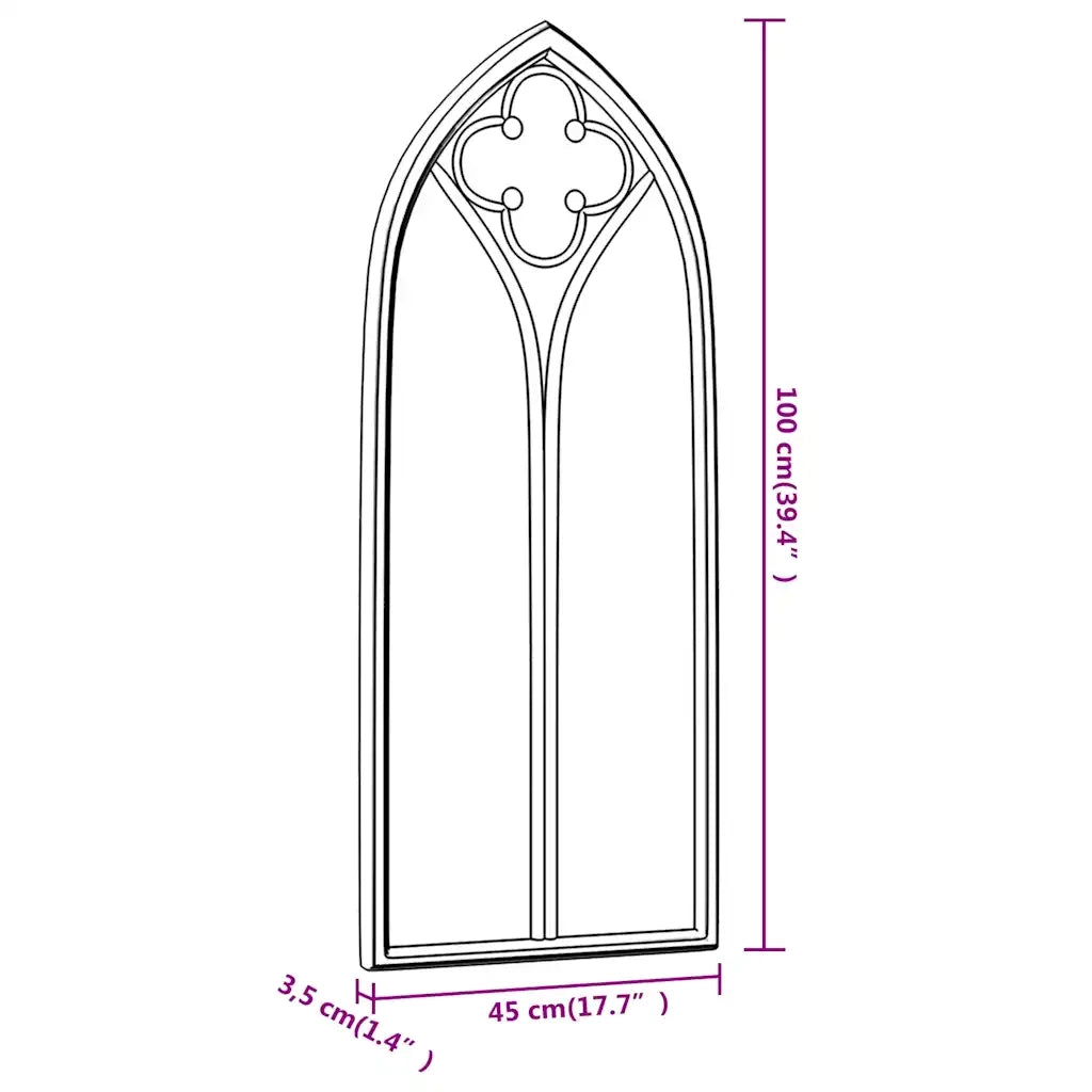 Specchio da Giardino Nero 100x45 cm in Ferro per Uso Esterno