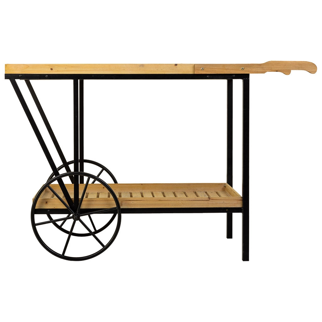 Carrello espositivo in metallo e legno marrone 125x50x80h