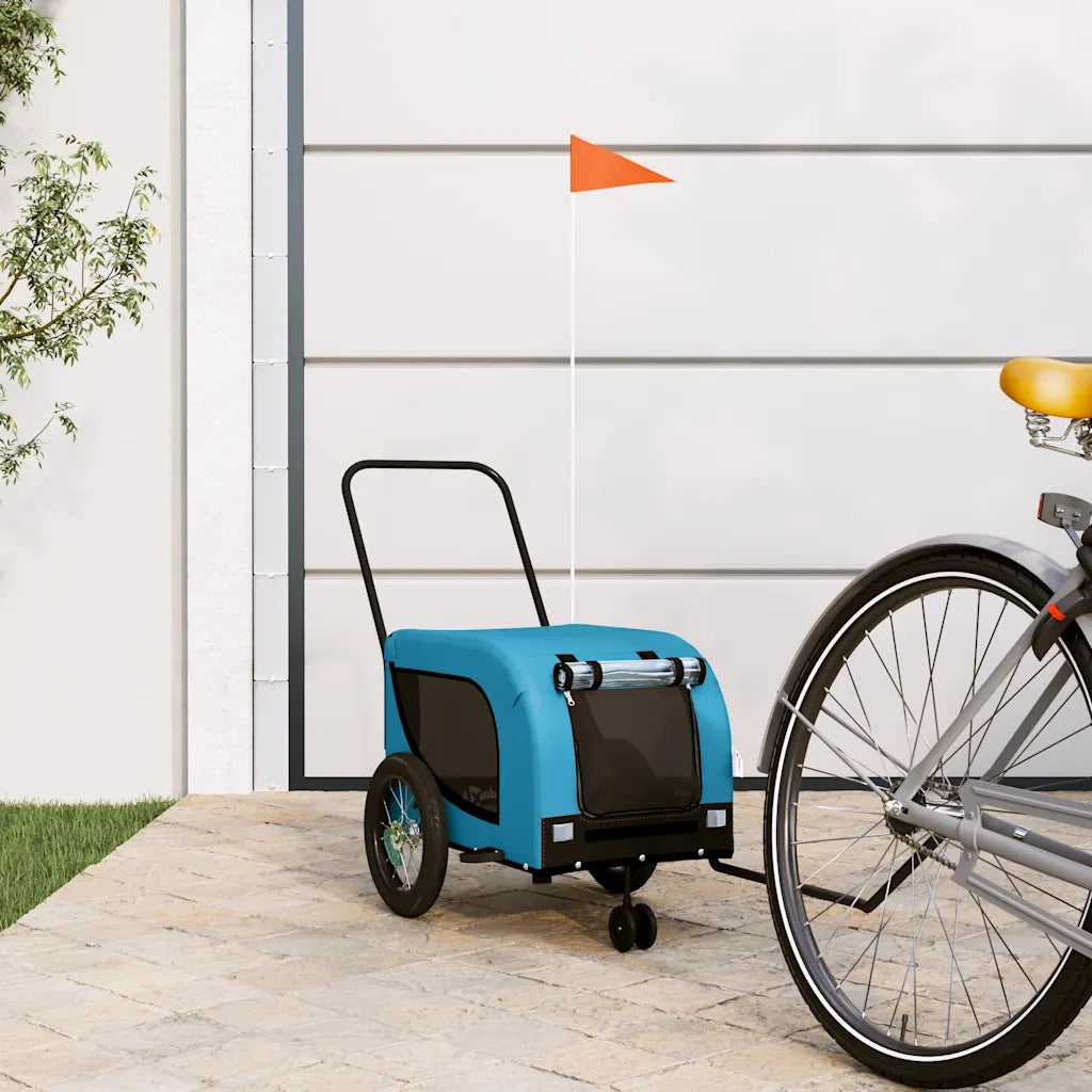 Rimorchio da Bici per Animali Blu e Nero Oxford e Ferro CFW7674728