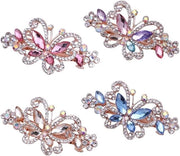 Set di spille per capelli con design vintage in cristallo - 4 pezzi - Accessori per capelli femminili - Spille per capelli primaverili - Spille per capelli festive con disegno farfalla e spille per capelli francesi - Design metallico retro