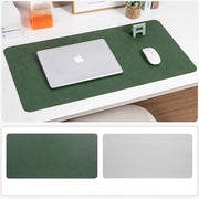 Ottomano multifunzionale in pelle per scrivania, cuscino per mouse in pelle, lavagna per scrivere liscia, protezione antiscivolo per scrivania, copertura per tastiera laptop impermeabile a doppia faccia per ufficio e casa (90cm*45cm) - Verde Grigio