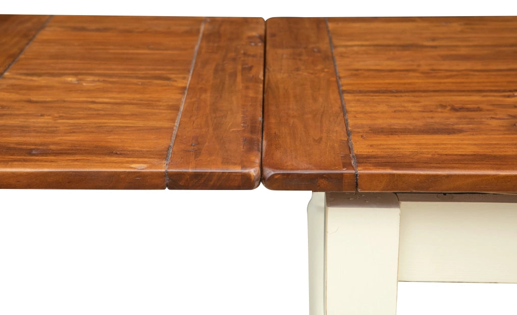 Biscottini Tavolo Country allungabile in legno massello di tiglio struttura bianca anticata piano noce L120xPR80xH80 cm. Made in Italy