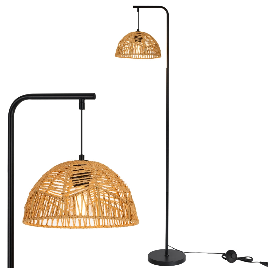ZMH Lampada da Terra Boho Nera Paralume Corda Moderna 164cm E27 per Soggiorno Camera da Letto Senza Lampadine