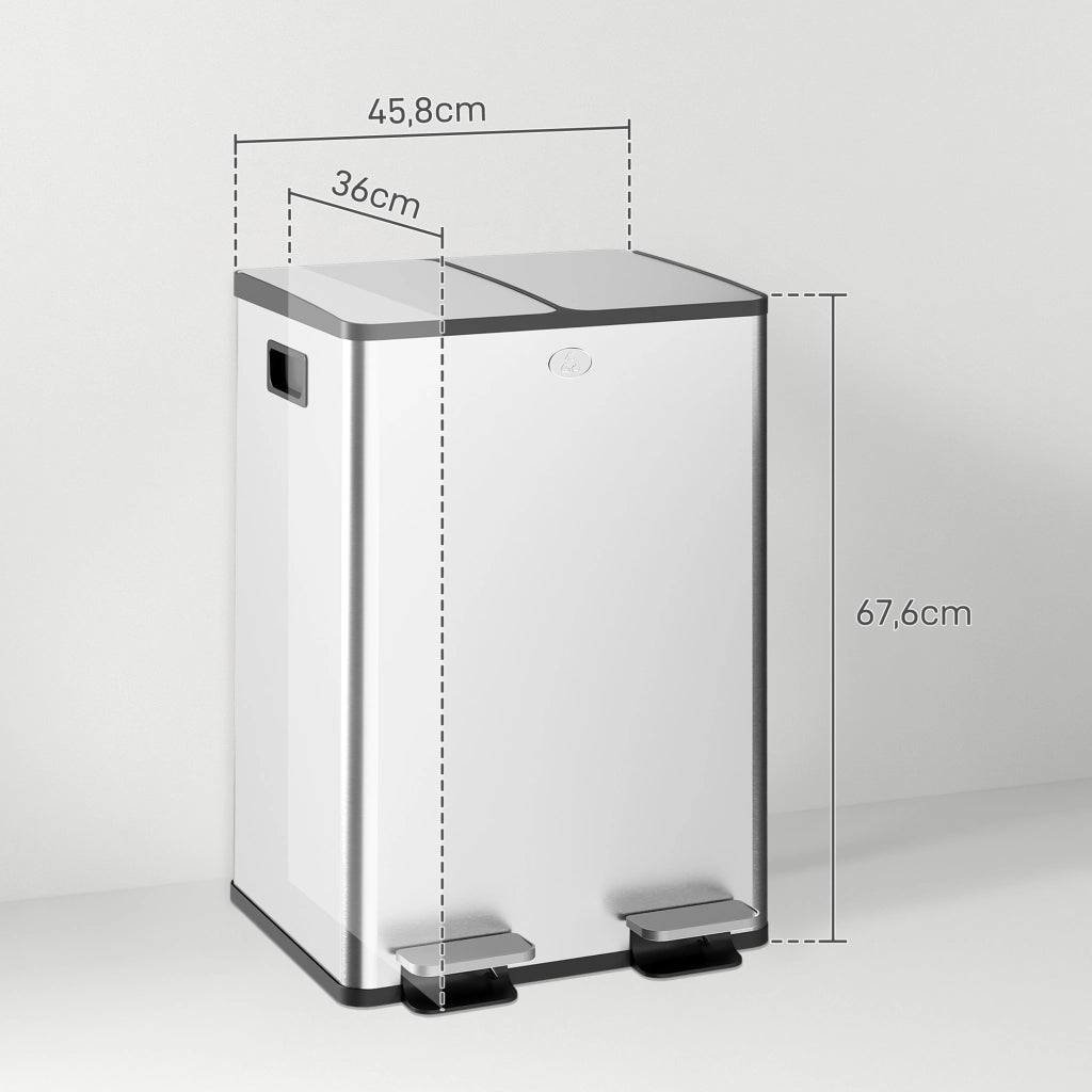 Cestino doppio per cucina ¨C zephmum ¨C 2x28L, grigio, plastica