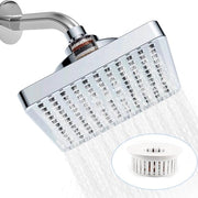 Douchekop ad alta pressione con filtro, 15 cm, doccia a pioggia con spruzzatori anticarbonatizzanti, economia d'acqua, testata doccia regolabile, modello quadrato