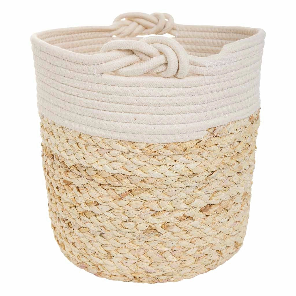 Cestino in fibra naturale e cotone marrone D29,5x29