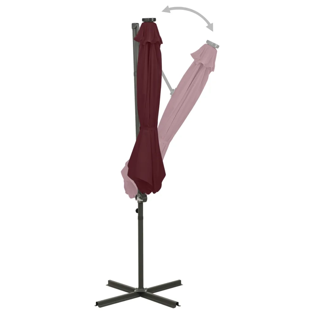 Ombrellone a Sbalzo con Palo e Luci a LED-Ombrello da giardino Bordeaux 300 cm 381812