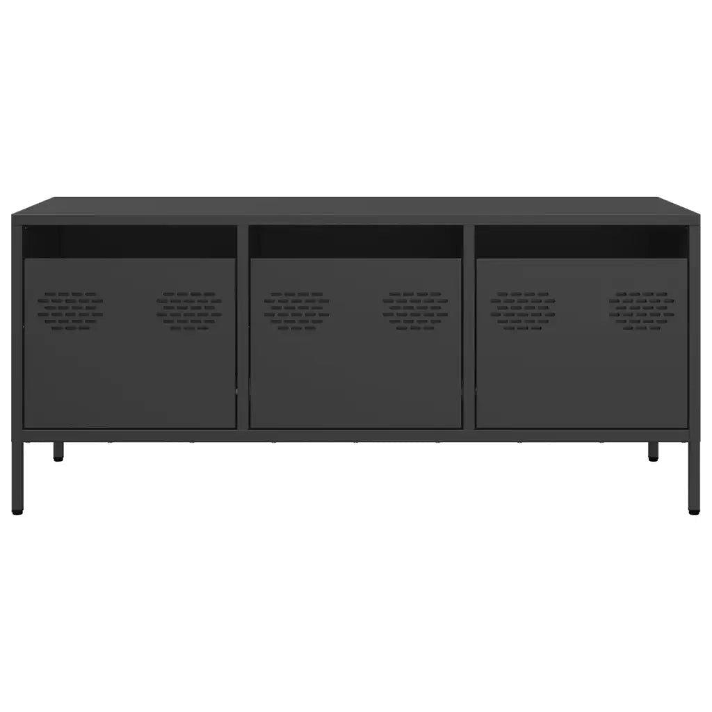 Mobile TV Nero 101,5x39x43,5 cm in Acciaio Laminato a Freddo 851226