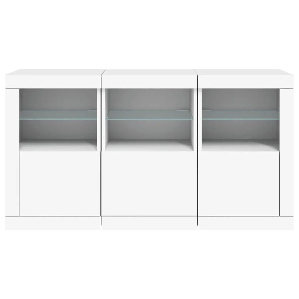 Credenza | Madia | Buffet da pranzo | Armadio da pranzo con Luci LED Bianca 123x37x67 cm