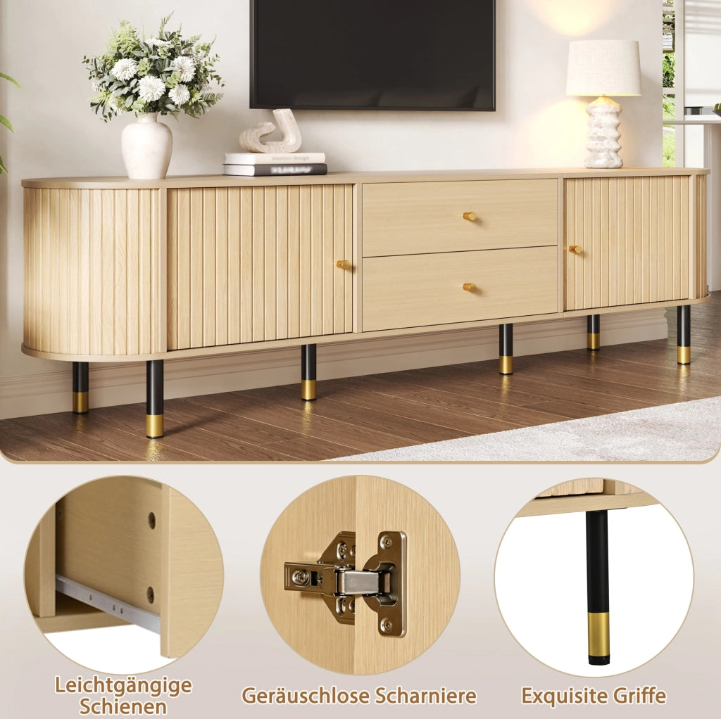 Mobile porta televisore con 2 cassetti e 2 ante scorrevoli 180x40x58 cm