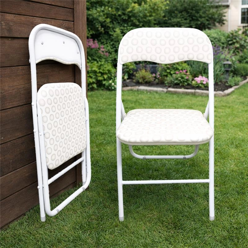 SET 6 SEDIE PIEGHEVOLI IMBOTTITE GOLF BIANCO, 44X45X78H CM, SEDUTA COMODA, PORTATILE, STRUTTURA IN METALLO, SLIM, SALVASPAZIO, RESISTENTE