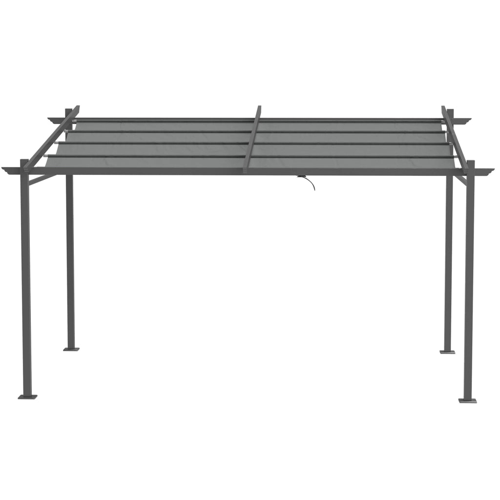 Pergola retrattile 4x3 m ¨C zephmum ¨C grigio, struttura metallo, tessuto polyester