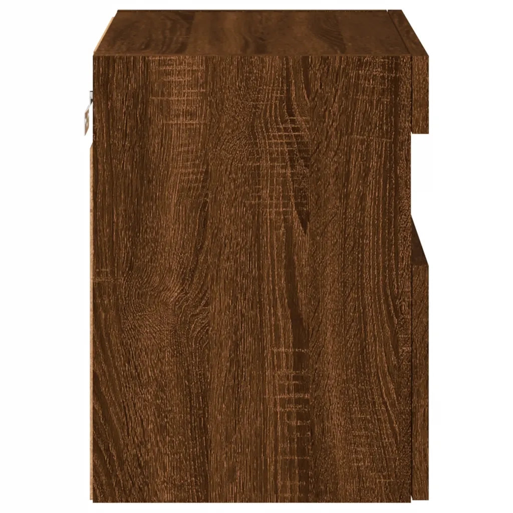 Mobile TV a Parete con Luci LED Rovere Marrone 40x30x40 cm 837181