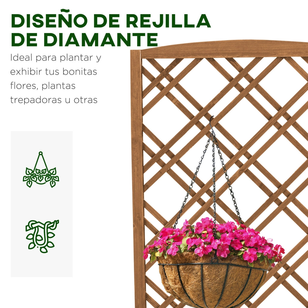 Fioriera con griglia per piante rampicanti in legno ¨C zephmum ¨C 60x30x122,5 cm colore naturale