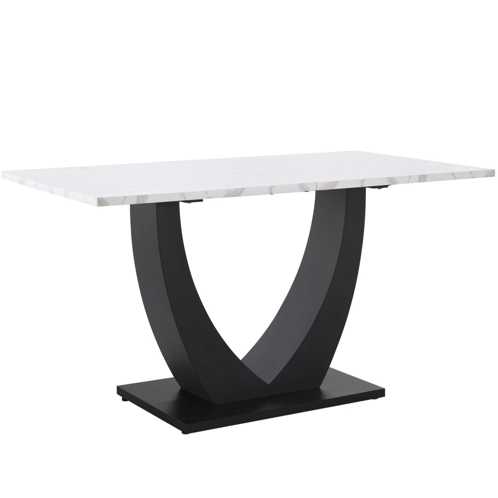 Tavolo da Pranzo Rettangolare ¨C Xylo ¨C Bianco/Nero, Effetto Marmo, Metallo, 140x75.5cm
