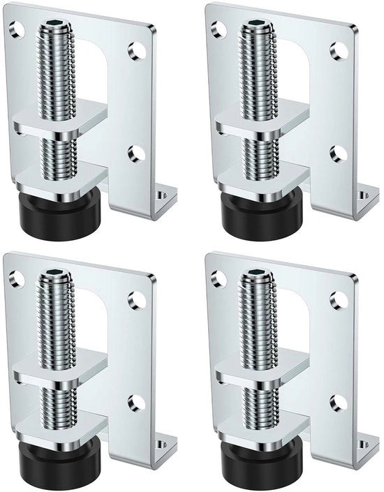 Supporti per mobili in acciaio inox, set di 4, con copri supporti, per mobili pesanti 

Modello: Stelpoten Heavy-Duty 
Codice: 
Materiali: Acciaio inox 
Caratteristiche: 
- Koudgewalst Staal 
- Verstelbaar 
- Beschermkappen