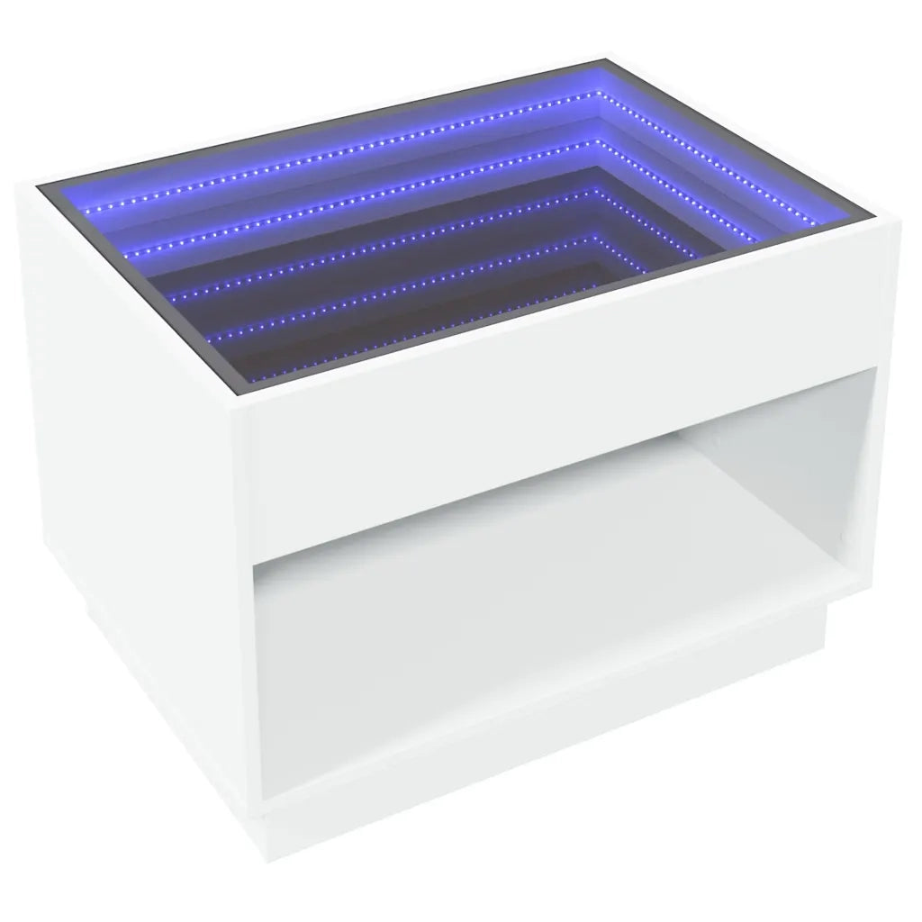 Tavolino da salotto | Tavolino da caff¨¨ | Tavolino da Soggiorno con LED Infinity Bianco 70x50x50 cm