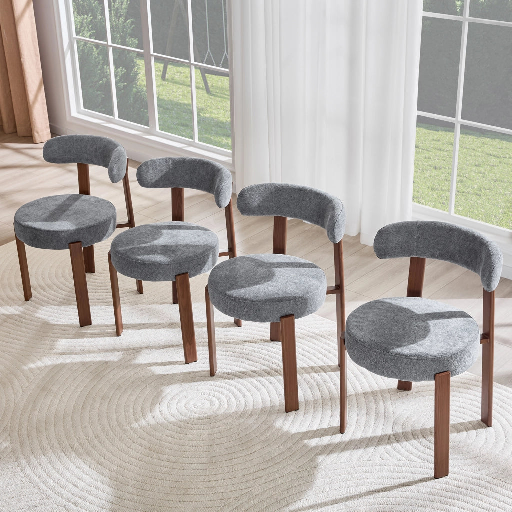 Sedia da Pranzo con Schienale Ergonomico e Seduta Imbottita, in Lino Grigio 57 × 51.5 × 79 cm
