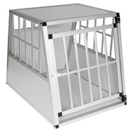 Trasportino Cane Auto, Trasportino Cani in Alluminio, Box Trasporto per Cani Media Piccola da Auto, Cuccia Cane Esterno, Kennel per Canette con Chiusura per Viaggio Trasporto 65x85x71cm