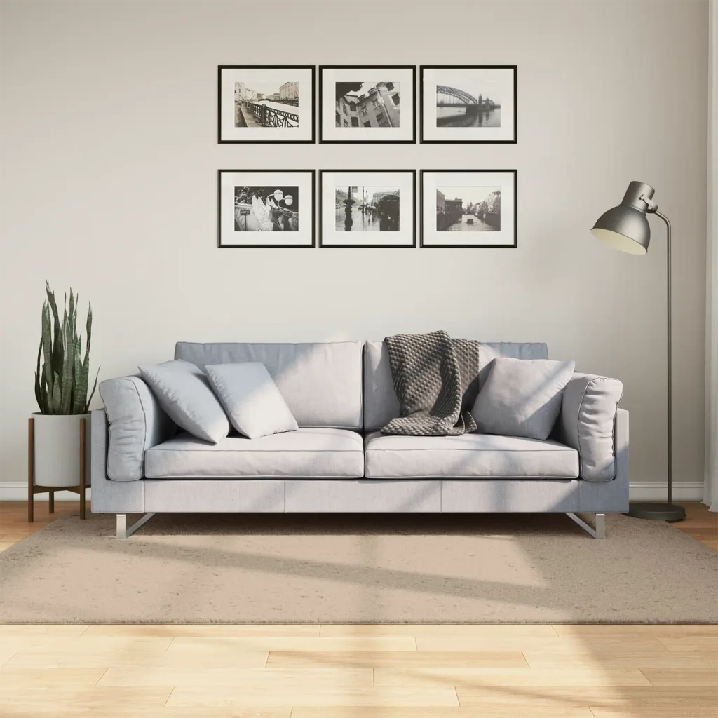 Tappeto a Pelo Corto HUARTE Morbido e Lavabile Sabbia 140x200cm 375058