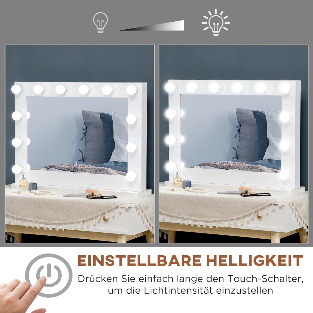 Specchio da trucco illuminato in stile Hollywood con interruttore touch, specchio cosmetico con 12 luci LED dimmerabili, specchio per il trucco 80 x