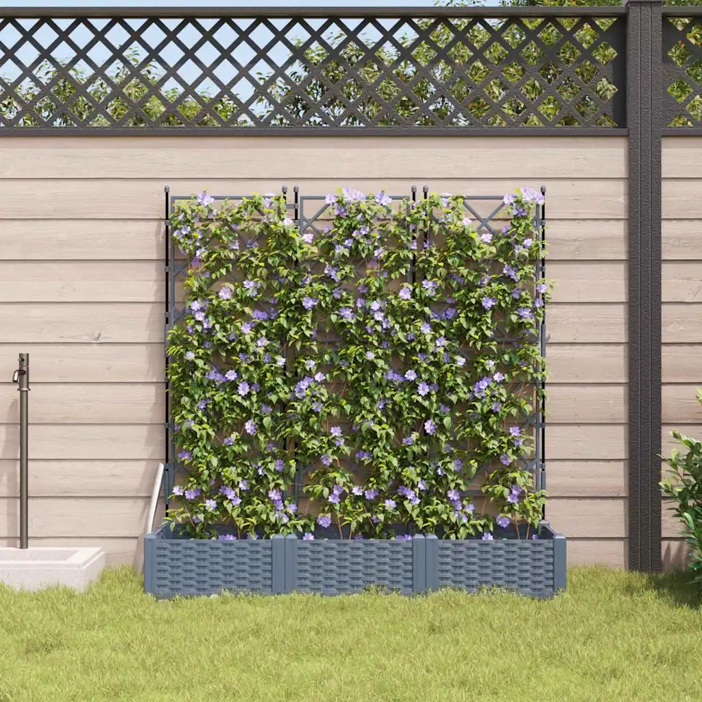 Vaso da giardino 3 pz-Set di 3 Fioriera da Esterno-Contenitore per Piante Grigio Chiaro 120 x 40 x 125,5 cm