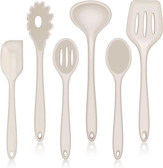 Set di Cottura da 6 Pezzi - Cottura a Silicone Non Stick - Set di Cottura per la Cucina - Resistente al Calore - Set di Cottura per la Cucina e la Frittura - Facile da Pulire - Khaki