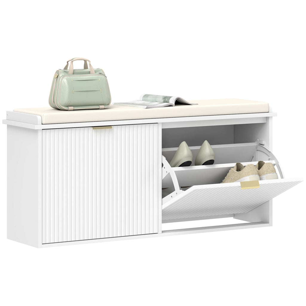 Banco Scarpe con Cassetti e Seduta ¨C zephmum ¨C Bianco 104x26x47,5 cm