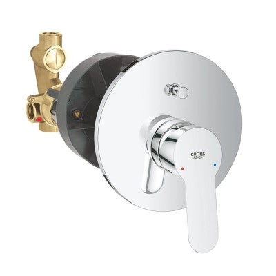 Set doccia tondo con braccio 40 soffione 25  kit doccia e miscelatore cromo Grohe Bauedge