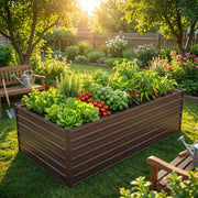 Fioriera Rialzata da Giardino in Metallo ¨C MINIMAL ¨C 219x112x64cm Effetto Legno
