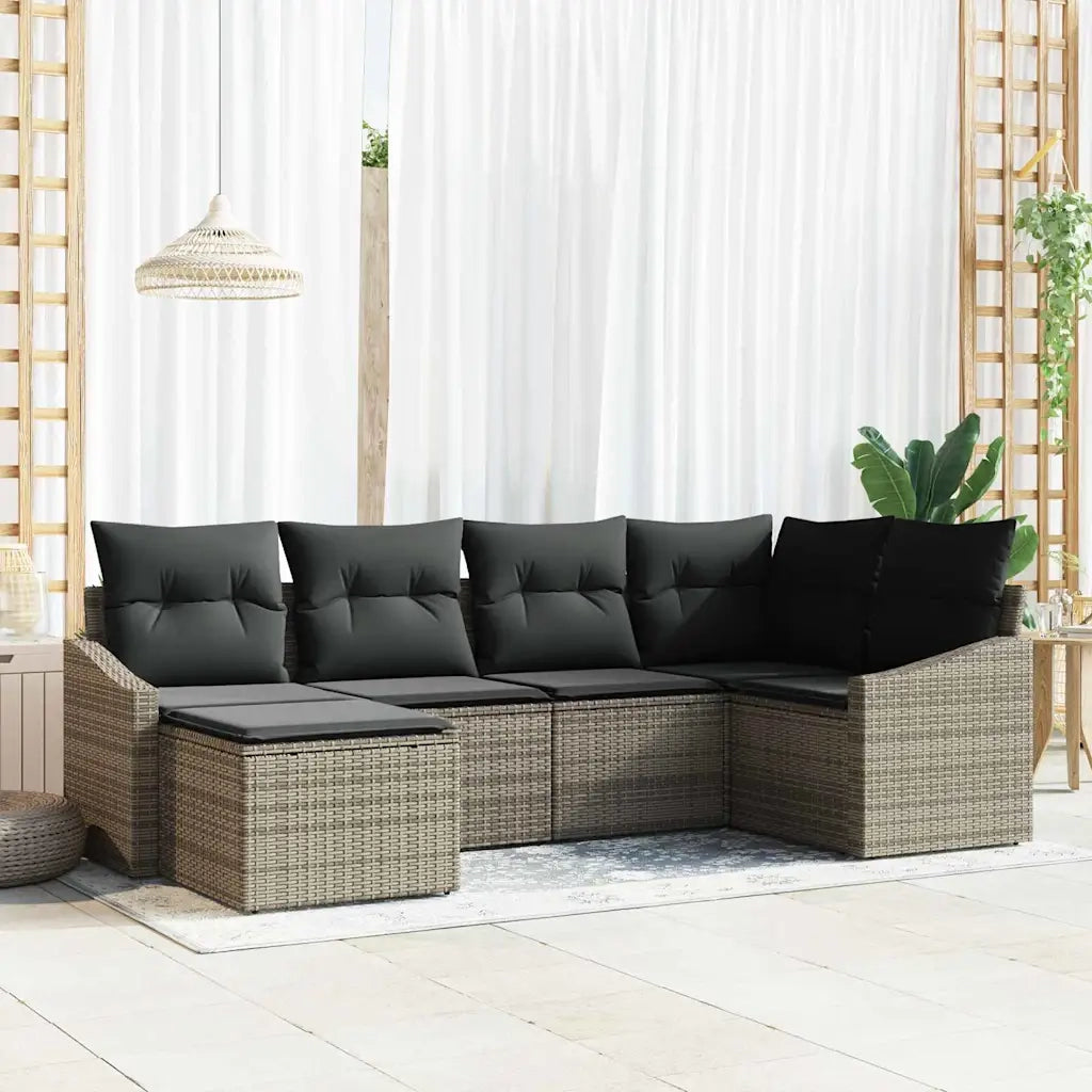 Set di divani con cuscino 6 pcs Grigio polyrattan 3346789
