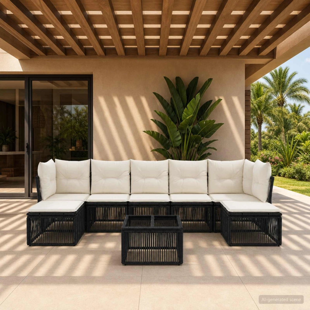 Set Divano da Giardino 8 pz Nero polyrattan 3434311