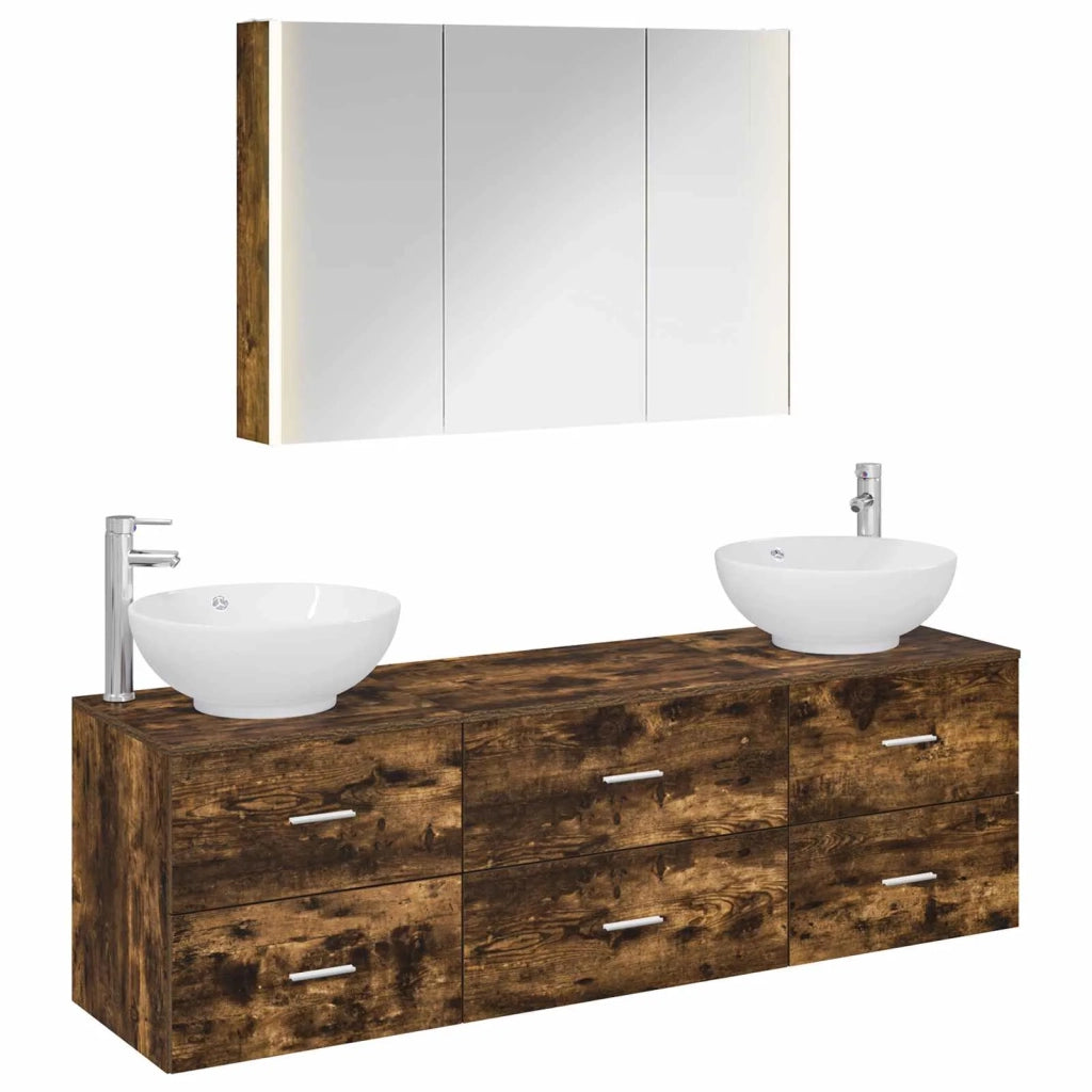Set di mobili per il bagno 4 pcs Rovere Fumo 3406947