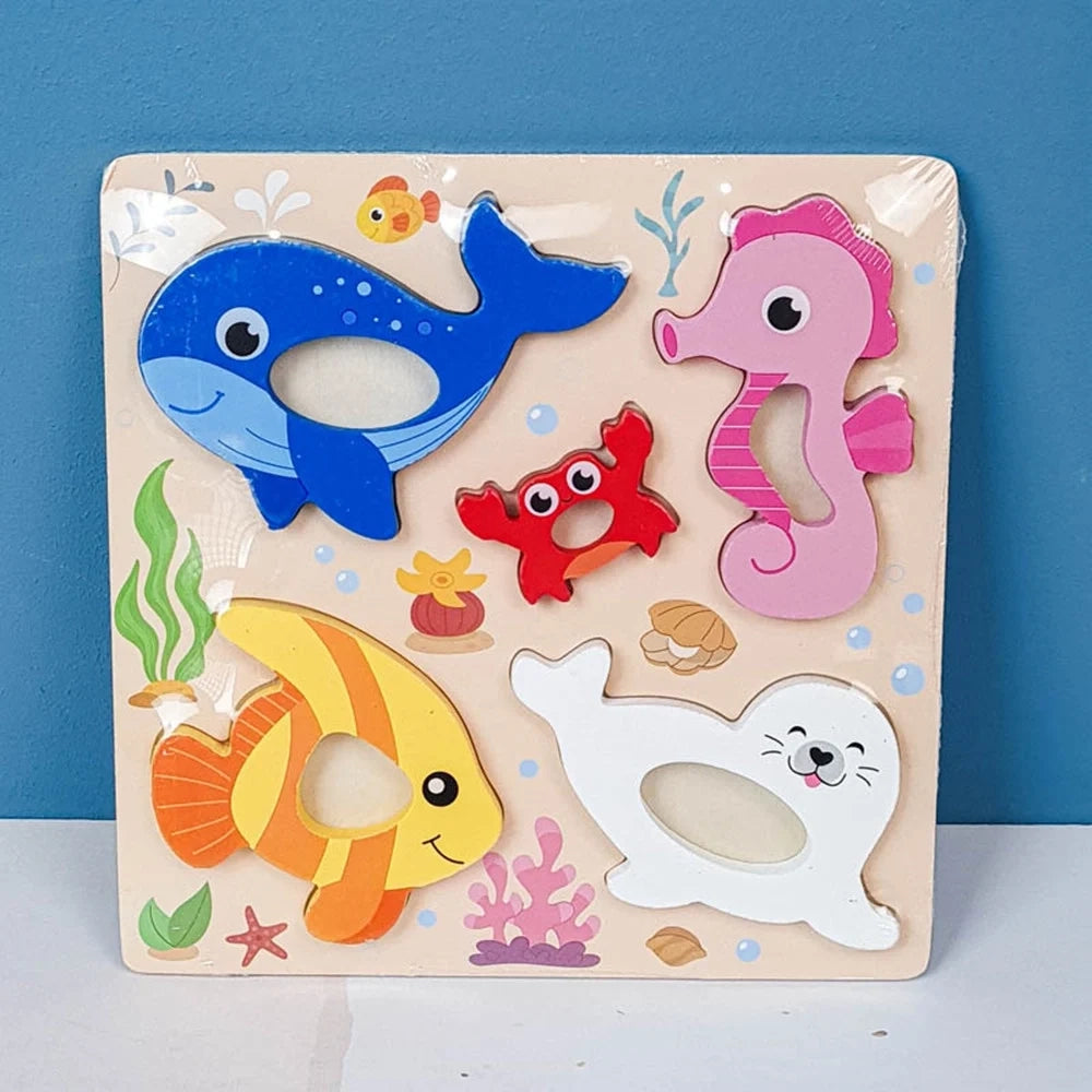Trade Shop - Puzzle A Incastro Tema Oceano Gioco In Legno Per Bambini Educativo 2 Modelli 32343 -