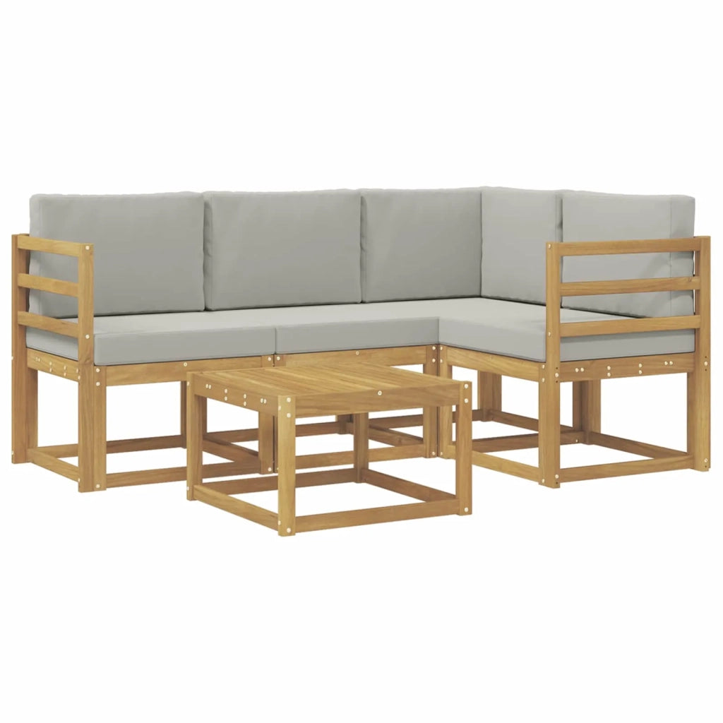 Set di divani da esterno 5 pcs Bianco e Grigio Chiaro 3387580