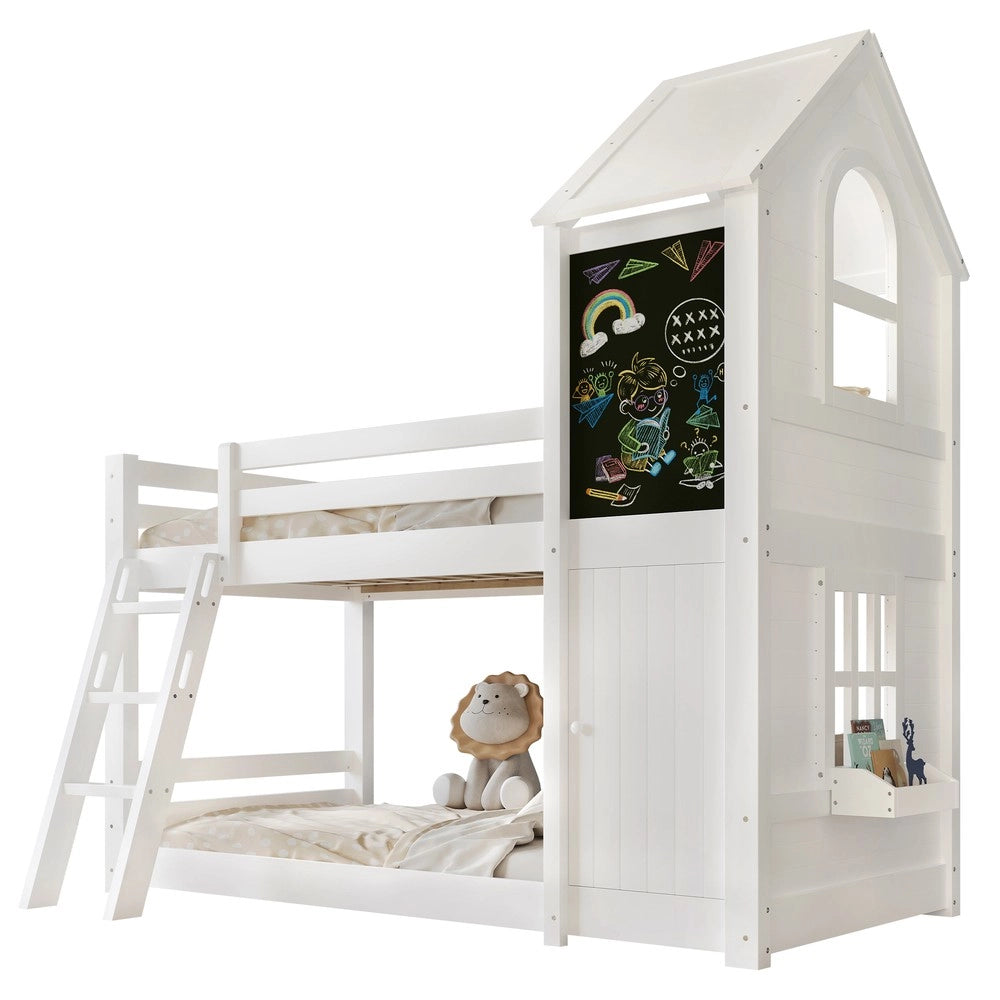 Letto a Castello per Bambini in Pino ¨C MINIMAL ¨C Bianco 90x200cm
