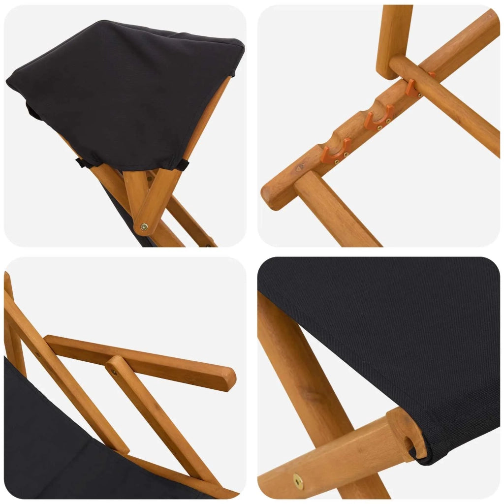 Lettino 4 pcs 3 Posizione Legno di Eucalipto Massello Nero 3407802