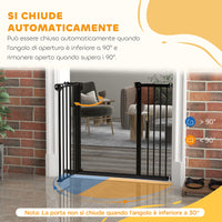 Cancellino per Cani Regolabile 74-100x77 cm con Chiusura Automatica in Acciaio e Plastica Nero