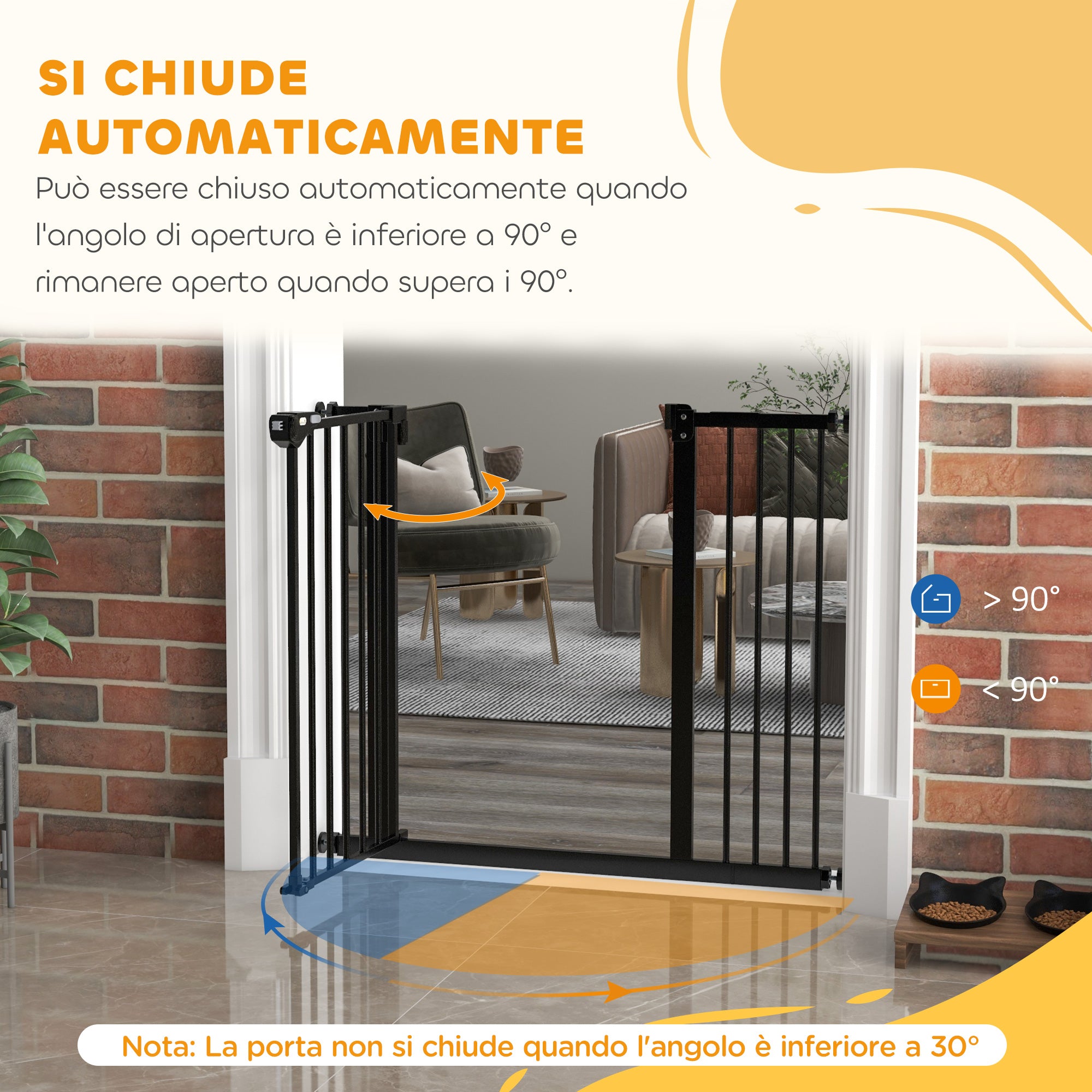 Cancellino per Cani Regolabile 74-100x77 cm con Chiusura Automatica in Acciaio e Plastica Nero