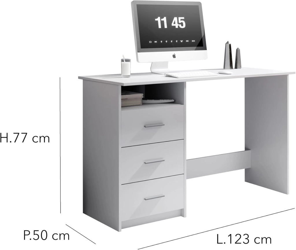 Scrivania con Cassetti 120 cm Bianca 123x50x77 cm