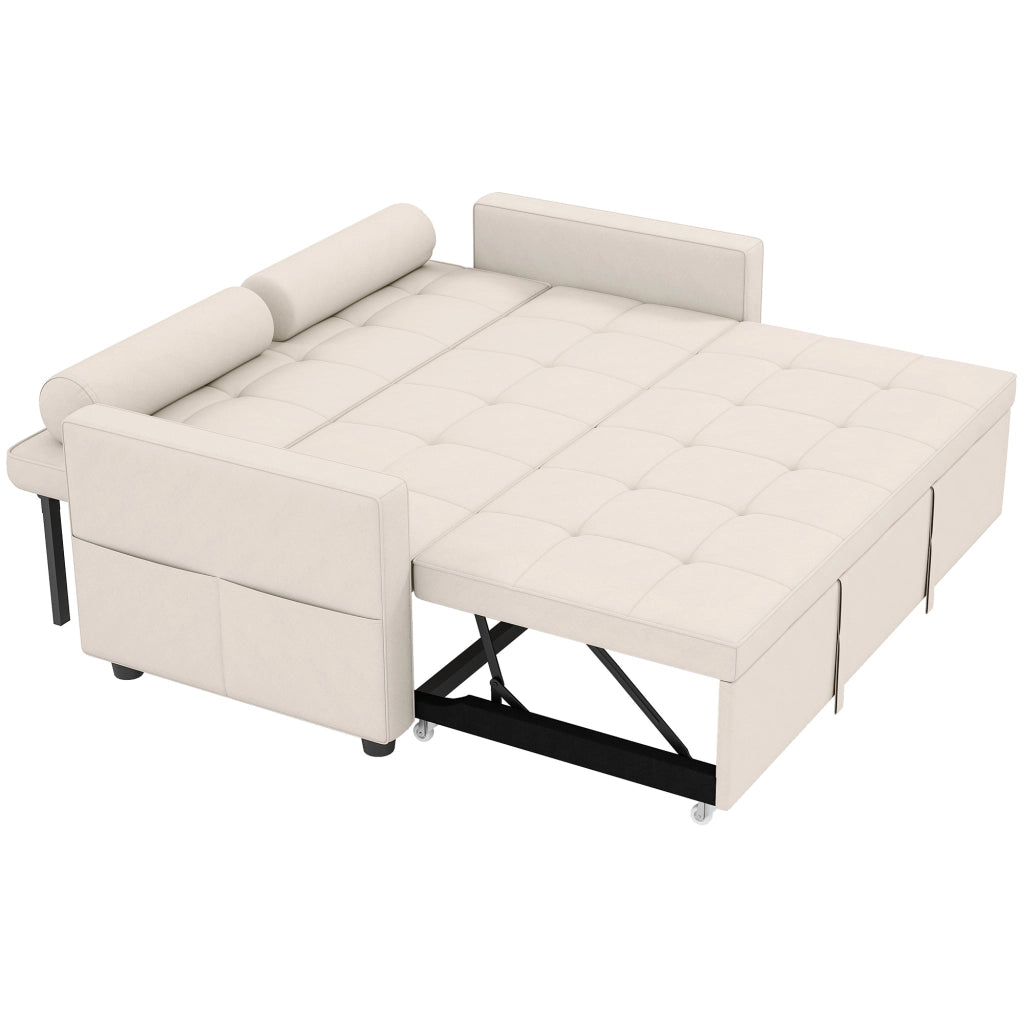 Divano letto 2 posti con letto gigogne ¨C zephmum ¨C 80.5x137.5x84 cm beige