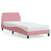Letto con Materasso Dover Rosa 90x190 cm in Velluto 3208316